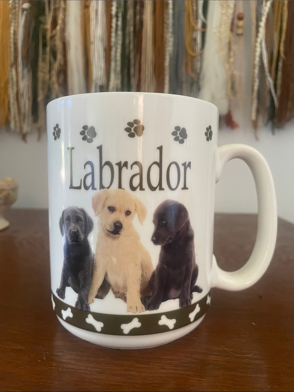 Labrador Ceramic Coffee Mug - White with Puppy Design extra large like new